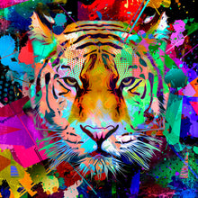 Lade das Bild in den Galerie-Viewer, Leinwandbild Tiger Modern Art Quadrat