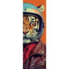 Lade das Bild in den Galerie-Viewer, Leinwandbild Tiger Portrait Biker Panorama Hoch