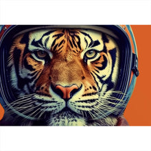Lade das Bild in den Galerie-Viewer, Leinwandbild Tiger Portrait Biker Querformat