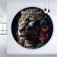 Lade das Bild in den Galerie-Viewer, Aluminiumbild gebürstet Tiger Portrait Digital Art Kreis