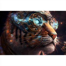 Lade das Bild in den Galerie-Viewer, Spannrahmenbild Tigerkopf mit Brille Galaxy Querformat