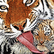 Lade das Bild in den Galerie-Viewer, Poster Tigerliebe Mutter mit Kind Quadrat