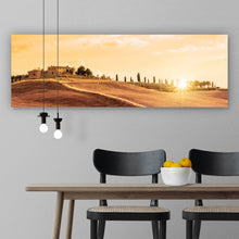 Lade das Bild in den Galerie-Viewer, Aluminiumbild Toskana bei Sonnenuntergang Panorama
