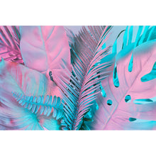 Lade das Bild in den Galerie-Viewer, Aluminiumbild Tropische Neon Blätter Querformat