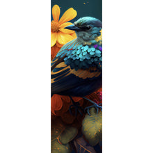 Lade das Bild in den Galerie-Viewer, Aluminiumbild Tropischer Vogel mit Blumen Modern Art No. 3 Panorama Hoch