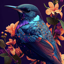 Lade das Bild in den Galerie-Viewer, Poster Tropischer Vogel mit Blumen Modern Art No. 4 Quadrat