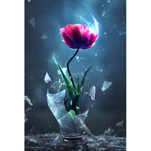 Lade das Bild in den Galerie-Viewer, Aluminiumbild gebürstet Tulpe in zerbrochener Glühbirne Hochformat