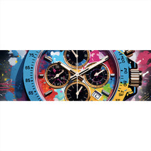 Lade das Bild in den Galerie-Viewer, Leinwandbild Uhr Chronograph Pop Art Panorama