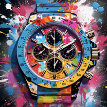 Lade das Bild in den Galerie-Viewer, Leinwandbild Uhr Chronograph Pop Art Quadrat