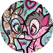 Lade das Bild in den Galerie-Viewer, Aluminiumbild gebürstet Verliebte Rehfiguren Pop Art Kreis