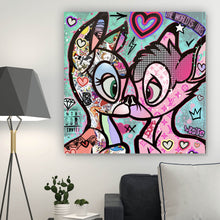 Lade das Bild in den Galerie-Viewer, Poster Verliebte Rehfiguren Pop Art Quadrat