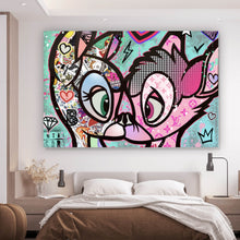 Lade das Bild in den Galerie-Viewer, Poster Verliebte Rehfiguren Pop Art Querformat