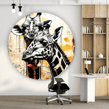 Lade das Bild in den Galerie-Viewer, Aluminiumbild Verliebtes Giraffenpaar Abstrakt Kreis