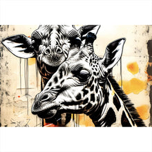 Lade das Bild in den Galerie-Viewer, Acrylglasbild Verliebtes Giraffenpaar Abstrakt Querformat