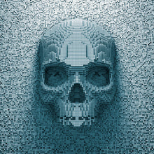 Lade das Bild in den Galerie-Viewer, Poster Verpixelter Schädel in 3D Quadrat
