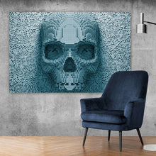 Lade das Bild in den Galerie-Viewer, Aluminiumbild Verpixelter Schädel in 3D Querformat