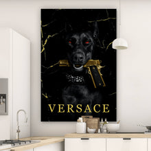Lade das Bild in den Galerie-Viewer, Poster Luxuriöser Hund mit Pistole Hochformat