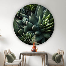 Lade das Bild in den Galerie-Viewer, Aluminiumbild gebürstet Verschiedene Sukkulenten Kreis