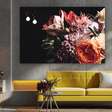 Lade das Bild in den Galerie-Viewer, Aluminiumbild gebürstet Vintage Blumenstrauß Querformat
