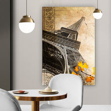 Lade das Bild in den Galerie-Viewer, Aluminiumbild gebürstet Vintage Eiffelturm Hochformat