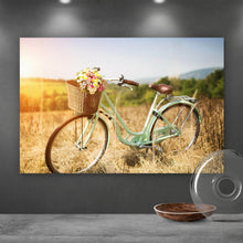 Lade das Bild in den Galerie-Viewer, Aluminiumbild Vintage Fahrrad auf einem Feld Querformat