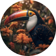 Lade das Bild in den Galerie-Viewer, Aluminiumbild gebürstet Vogel Bunt Digital Art Kreis