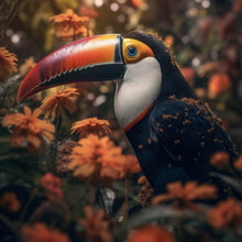 Lade das Bild in den Galerie-Viewer, Leinwandbild Vogel Bunt Digital Art Quadrat