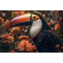 Lade das Bild in den Galerie-Viewer, Leinwandbild Vogel Bunt Digital Art Querformat