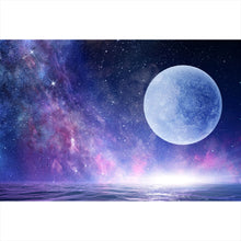 Lade das Bild in den Galerie-Viewer, Aluminiumbild Vollmond am Sternenhimmel Querformat