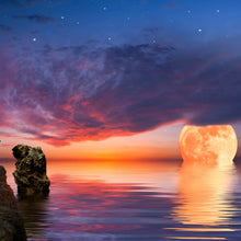 Lade das Bild in den Galerie-Viewer, Spannrahmenbild Vollmond über dem Meer Quadrat