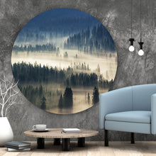 Lade das Bild in den Galerie-Viewer, Aluminiumbild Wald im Nebel Kreis