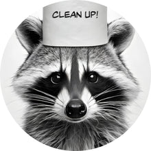 Lade das Bild in den Galerie-Viewer, Aluminiumbild gebürstet Waschbär mit Toilettenrolle Clean up Kreis