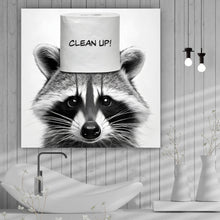 Lade das Bild in den Galerie-Viewer, Poster Waschbär mit Toilettenrolle Clean up Quadrat