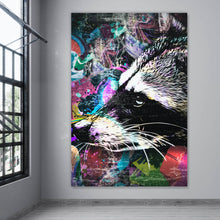 Lade das Bild in den Galerie-Viewer, Leinwandbild Waschbär Modern Art Hochformat