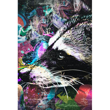 Lade das Bild in den Galerie-Viewer, Leinwandbild Waschbär Modern Art Hochformat