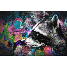 Lade das Bild in den Galerie-Viewer, Poster Waschbär Modern Art Querformat