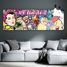 Lade das Bild in den Galerie-Viewer, Aluminiumbild gebürstet We Can do it Pop Art Panorama