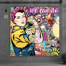 Lade das Bild in den Galerie-Viewer, Leinwandbild We Can do it Pop Art Quadrat