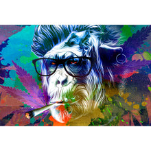 Lade das Bild in den Galerie-Viewer, Aluminiumbild gebürstet Weed Monkey Modern Art Querformat