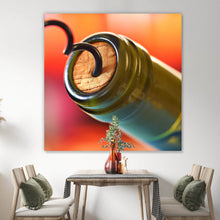 Lade das Bild in den Galerie-Viewer, Aluminiumbild Weinflasche mit Korkenzieher Quadrat