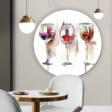 Lade das Bild in den Galerie-Viewer, Aluminiumbild gebürstet Weingläser Aquarell Kreis