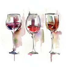Lade das Bild in den Galerie-Viewer, Aluminiumbild gebürstet Weingläser Aquarell Kreis