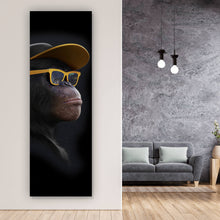 Lade das Bild in den Galerie-Viewer, Aluminiumbild Affe mit gelber Sonnenbrille Panorama Hoch
