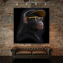 Lade das Bild in den Galerie-Viewer, Acrylglasbild Affe mit gelber Sonnenbrille Quadrat