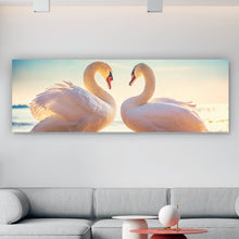 Lade das Bild in den Galerie-Viewer, Leinwandbild Weiße Schwäne Panorama