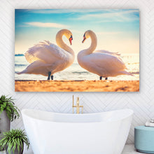 Lade das Bild in den Galerie-Viewer, Leinwandbild Weiße Schwäne Querformat
