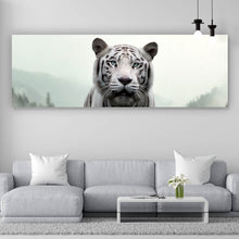 Lade das Bild in den Galerie-Viewer, Leinwandbild Weisser Tiger am Waldrand Panorama