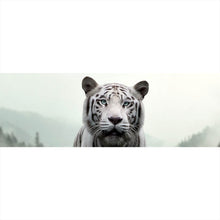 Lade das Bild in den Galerie-Viewer, Acrylglasbild Weisser Tiger am Waldrand Panorama