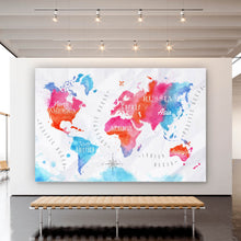 Lade das Bild in den Galerie-Viewer, Poster Weltkarte Aquarell No.1 Querformat
