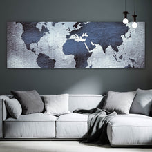Lade das Bild in den Galerie-Viewer, Poster Weltkarte metallisch Panorama